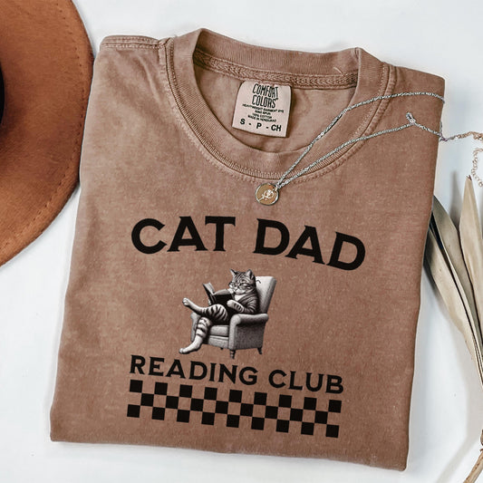 Funny cat dad reading shirt, comfort colors cat daddy Shirt, reader gift for bookworm, bookish cat lover gift , book lover reading tee