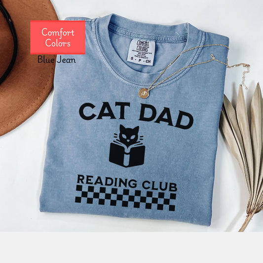 Comfort Colors cat dad reading shirt, cat daddy Shirt, funny reader tee, gift for bookworm, bookish cat lover gift , book lover reading tee