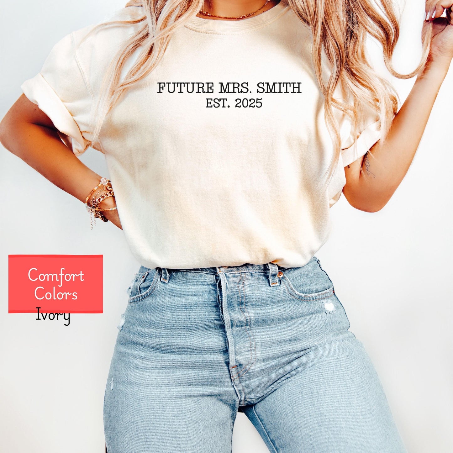 Personalized Comfort Colors bride shirt, custom future mrs tshirt, bride to be tshirt, bridal party shirt, engagement party gift for bride