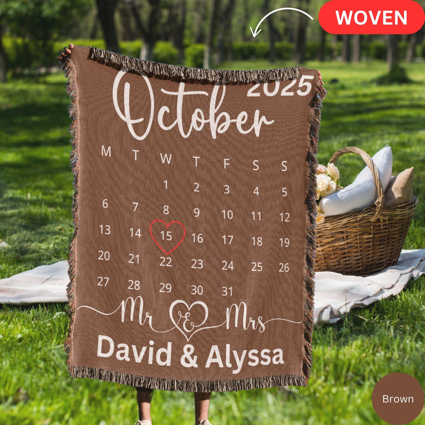 Mr mrs woven blanket, custom wedding gift for bride, married calendar gift, personalized wedding  Keepsake, Mr & Mrs blanket, bridal shower