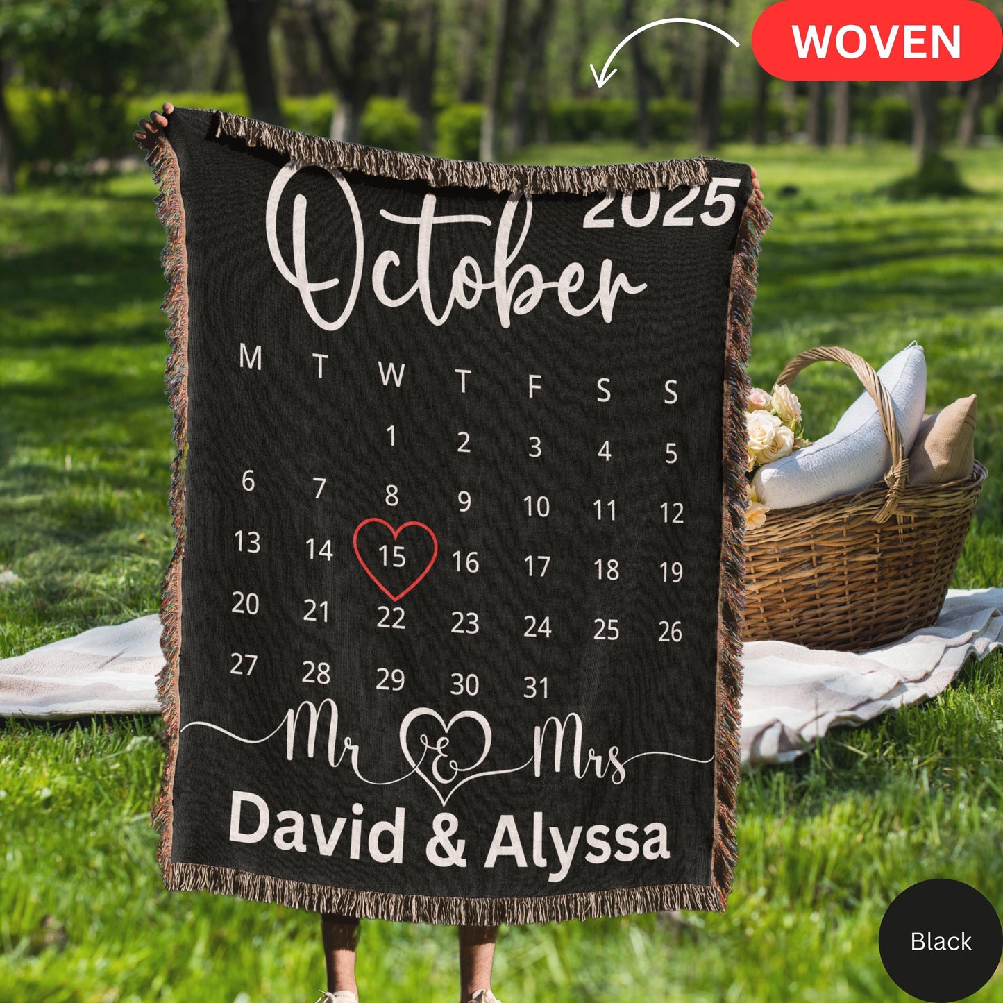 Mr mrs woven blanket, custom wedding gift for bride, married calendar gift, personalized wedding  Keepsake, Mr & Mrs blanket, bridal shower