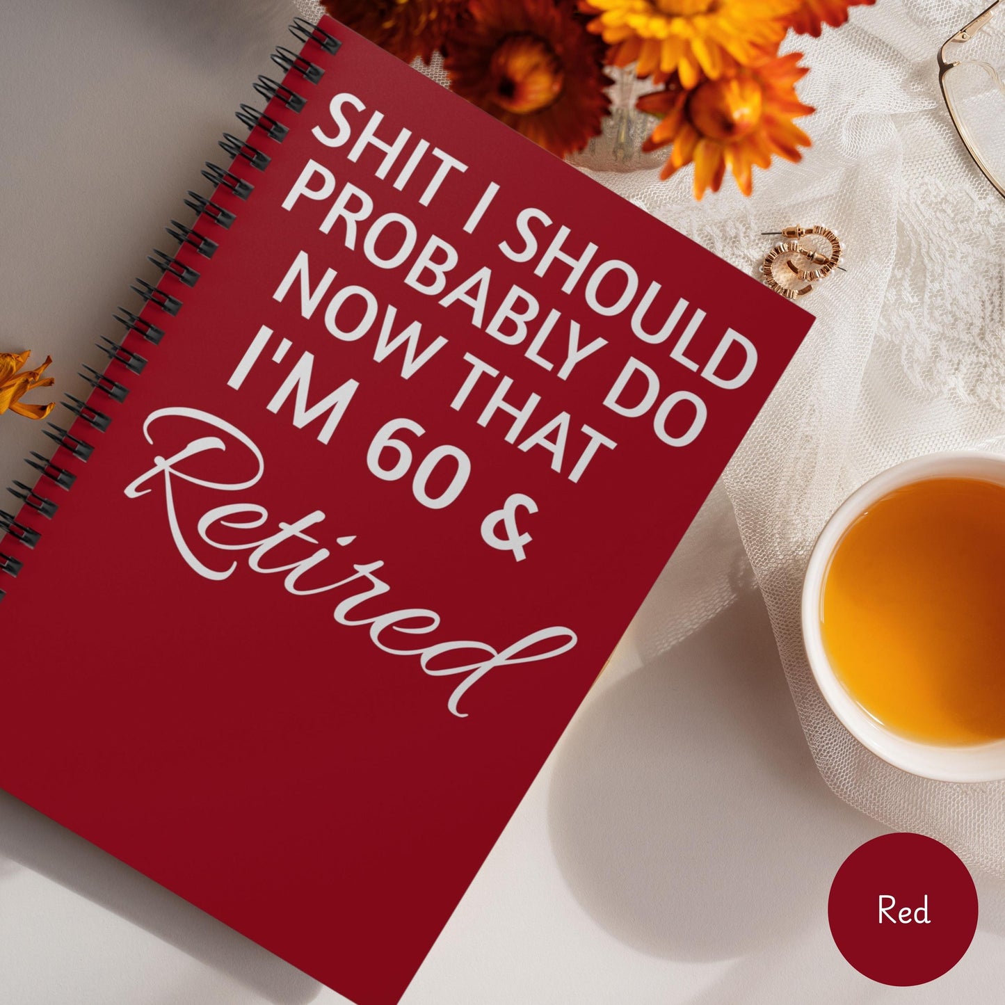 Funny 60th Birthday Gift,  Retirement Journal Funny, 60 Year Old Gift for Her, Grandma at 60 Notebook, Grandpa at 60, Retired at 60 journal