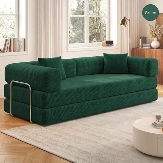 Convertible Sleeper Sofa, Comfortable Floor Sofa Bed, Corduroy Couch Bed, Living room Furniture with Washable Covers, Versatile Couch