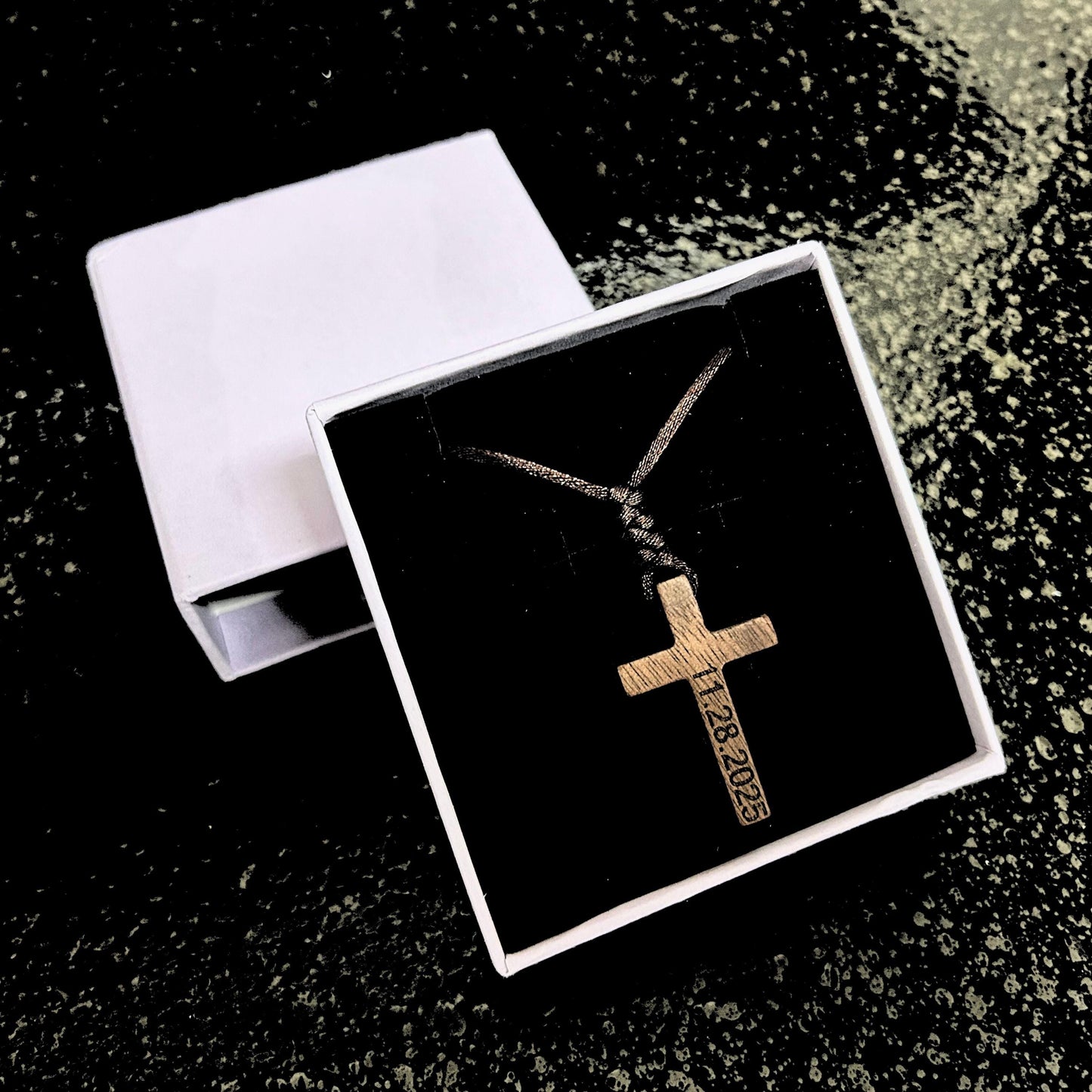 Custom Walnut Wood Cross Necklace, Personalize Engraved Christian Jewelry GiftBox, Wooden Cross Pendant for Women and Men, Confirmation Gift