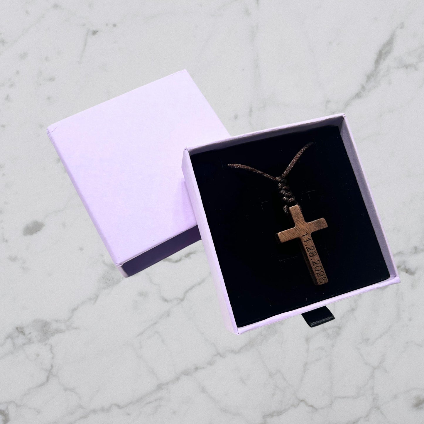 Custom Walnut Wood Cross Necklace, Personalize Engraved Christian Jewelry GiftBox, Wooden Cross Pendant for Women and Men, Confirmation Gift