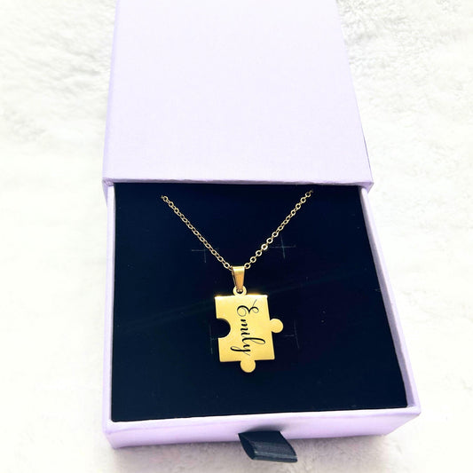 Custom puzzle necklace, mothers day gift mom, necklace with jewelry box