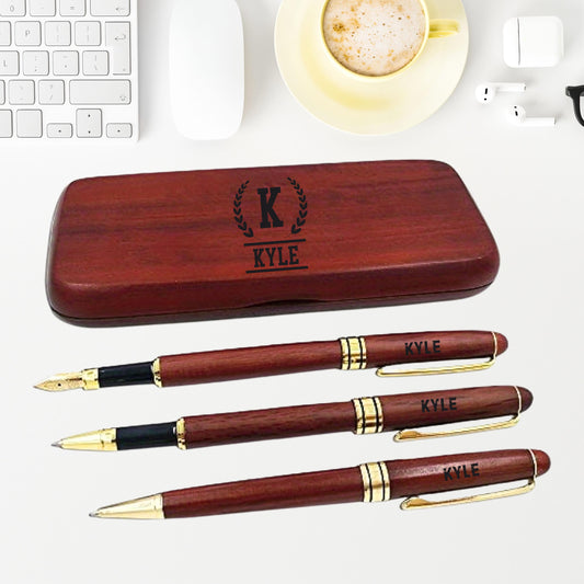 Personalized Wooden Pen with Case, Custom Laser Engraved Pens for Him, Coworker Birthday Gift, Work Boss Office Gift, for Dad Fathers Day