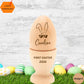 Wooden Egg Custom, Personalized Easter Bunny Ears wood egg, Engraved Wooden Egg, Easter egg hunt, Baby's First Easter Gift Basket Filler