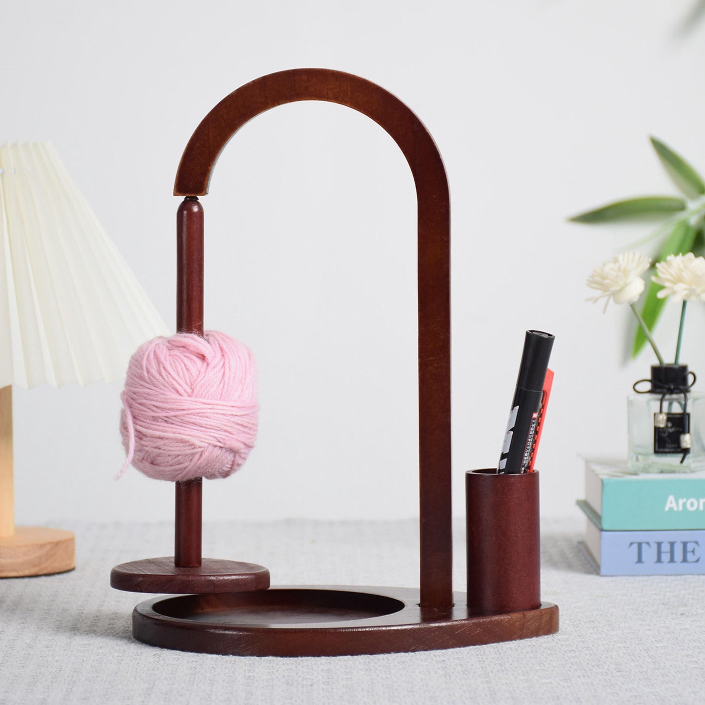 Personalized Wooden Yarn Holder, Crochet Yarn Holder with Strong Magnetic Spool Pin, Custom Engraved 360 Yarn Spin, Crochet Accessories