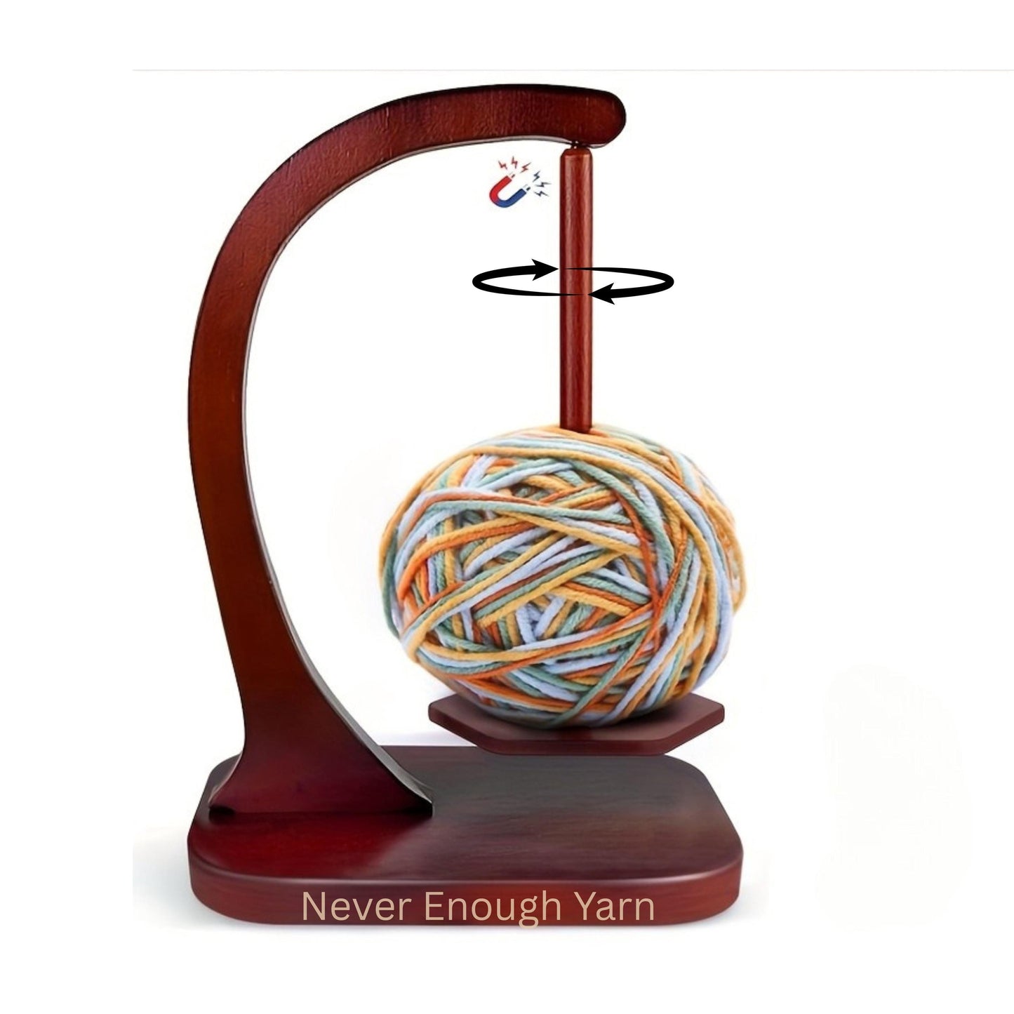 Custom Rotating Yarn Holder, Crochet Yarn Holder wooden, Magnetic Spool Pin Yarn Ball, Custom Engraved 360 Yarn Spinner, Crochet Accessories
