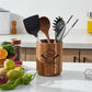 Custom Wooden Utensils Holder, Personalized Rotating Kitchen Utensil Container, Housewarming gift, Acacia Wood Kitchen Decor Organizer