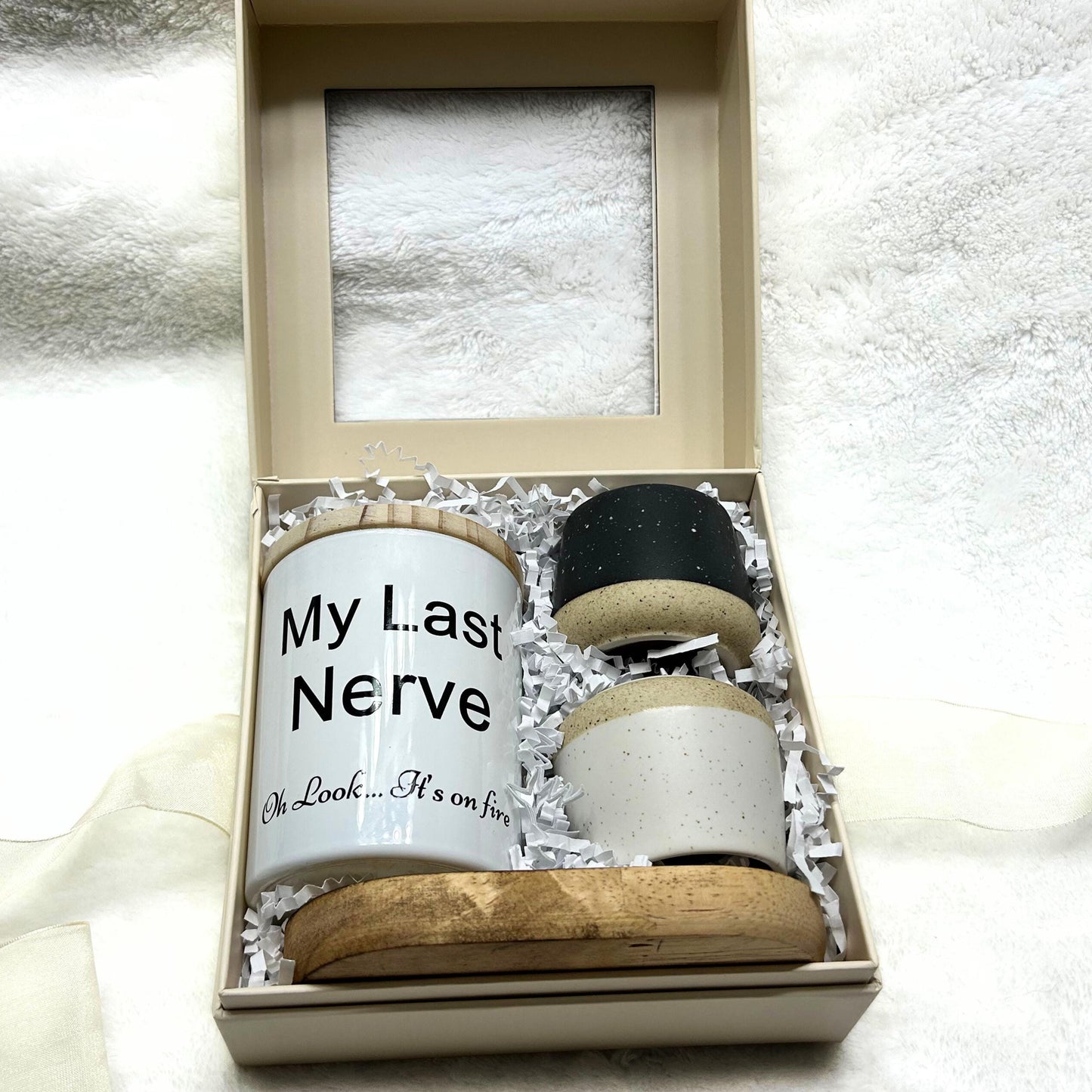 Personalized Last Nerve Candle, Funny Soy Candle & Match Holders Set, Custom Lavender Scented Candle for Mom, Best Friend Birthday Gift