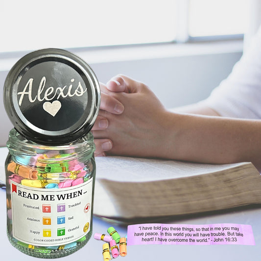 Bible Verse Jar, Read Me When Jar, Christian Affirmation Cards Gift, Color-Coded Bible Verse Jar, Personalized Faith Gifts, Religious Gift