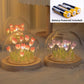 Personalized Tulip Night Light, Mothers Day Gift for Mom,Flower Lamp with Custom engraved Wooden Base, Home Decor, Romantic Birthday Gift