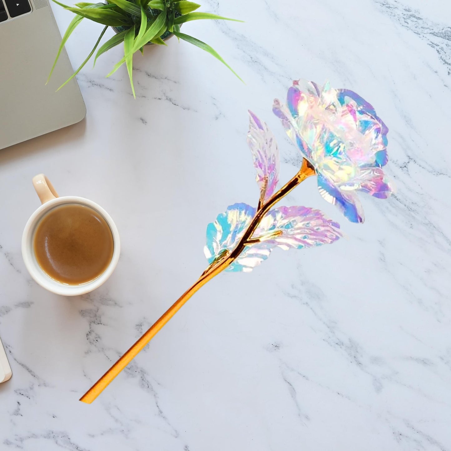 Personalized Artificial  Rose Flower with Vase, Mothers Day Mom Gift, Custom Wife Gift, Girlfriend Appreciation, Anniversary Rose Flower