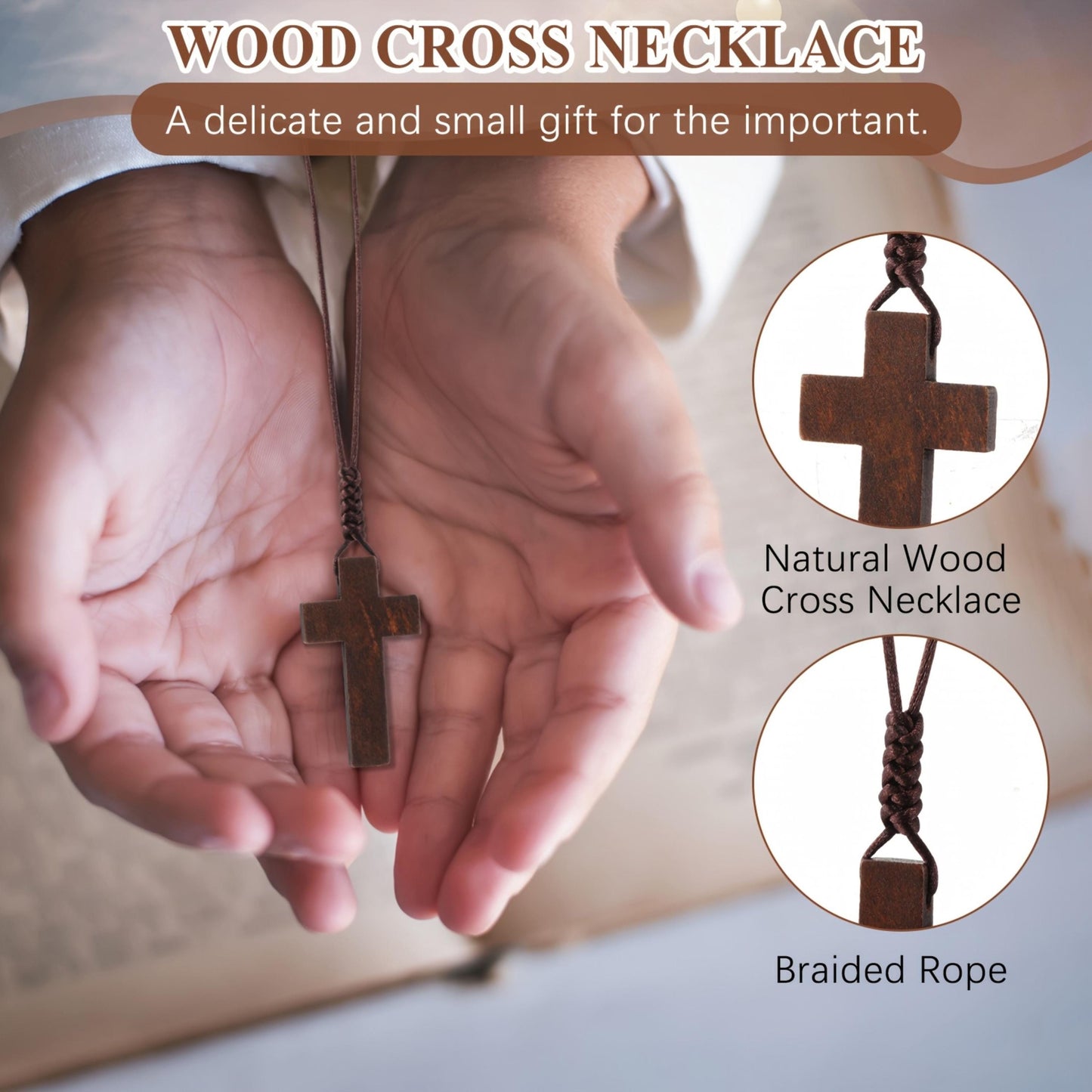 Custom Walnut Wood Cross Necklace, Personalize Engraved Christian Jewelry GiftBox, Wooden Cross Pendant for Women and Men, Confirmation Gift