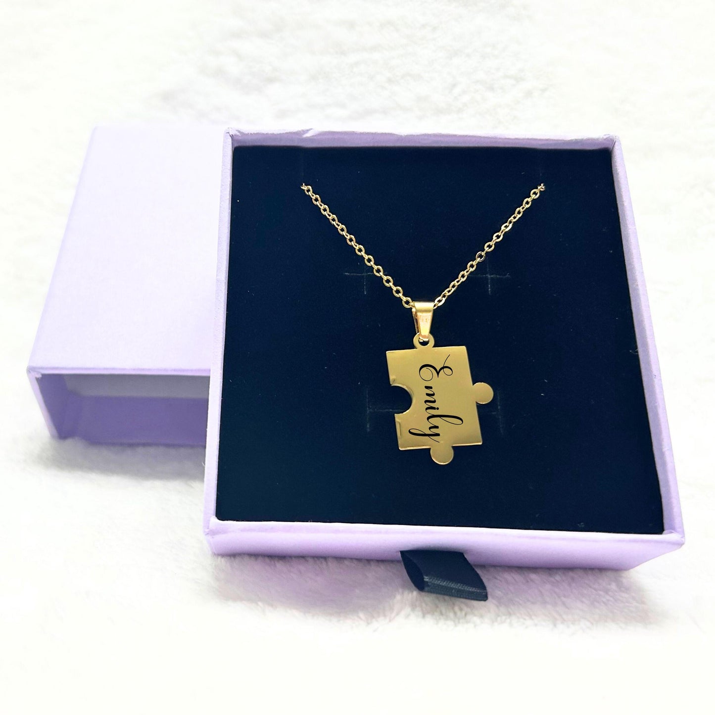 Custom puzzle necklace, mothers day gift mom, necklace with jewelry box