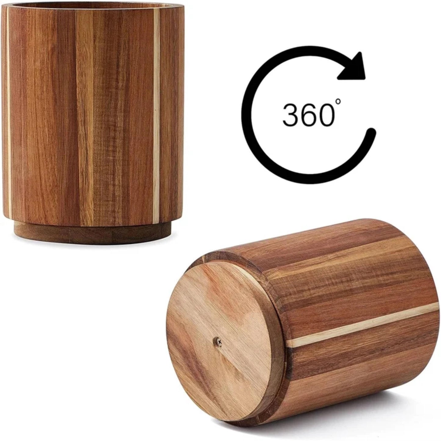 Custom Wooden Utensils Holder, Personalized Rotating Kitchen Utensil Container, Housewarming gift, Acacia Wood Kitchen Decor Organizer