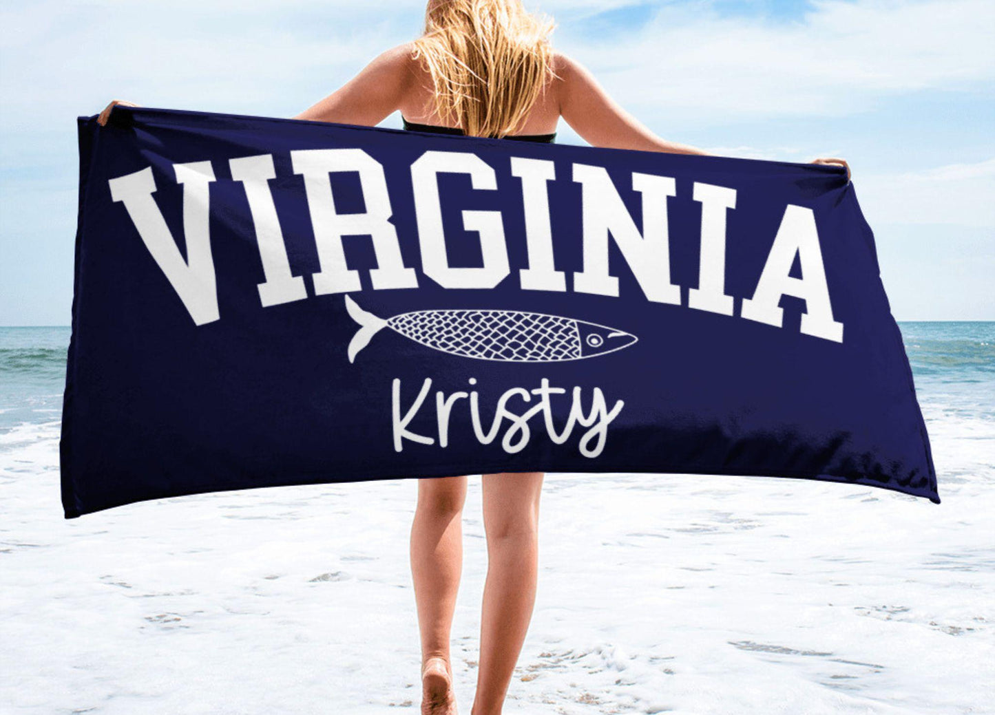 Custom Name Beach Towel, Sardines College Beach Towel, Bachelorette Party Gift, Bridesmaids Pool Party Towels, Girls Trip Vacation Gift