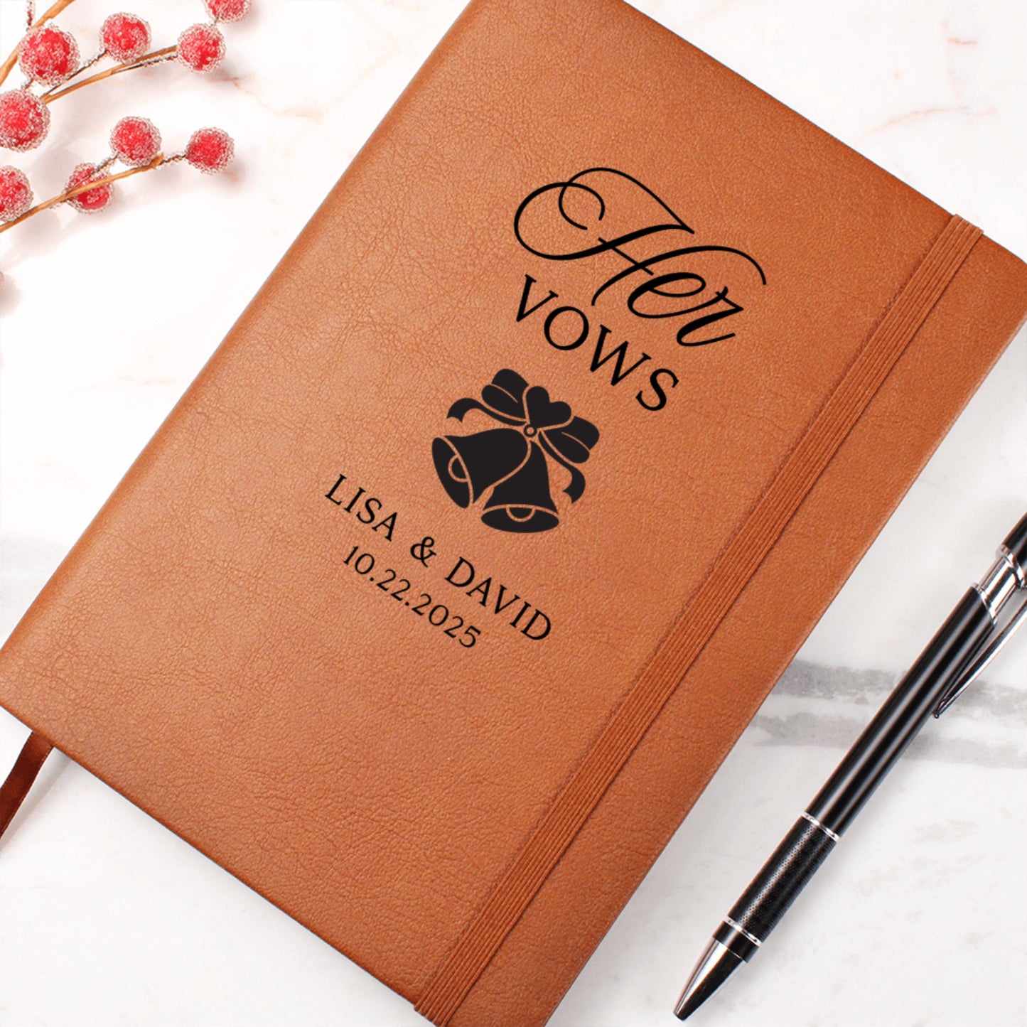 Custom Leather Journal for Bride & Groom, His And Her Vow Books, Personalized Wedding Keepsake, Personalized Leather Notebook Fiance Gift