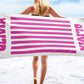 Custom Beach Towel, Personalized Striped Beach Towel, Camp Bachelorette Party Gift, Pool Party Towels, Bridesmaid Girls Trip Vacation Gift