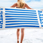 Custom Beach Towel, Personalized Striped Beach Towel, Camp Bachelorette Party Gift, Pool Party Towels, Bridesmaid Girls Trip Vacation Gift