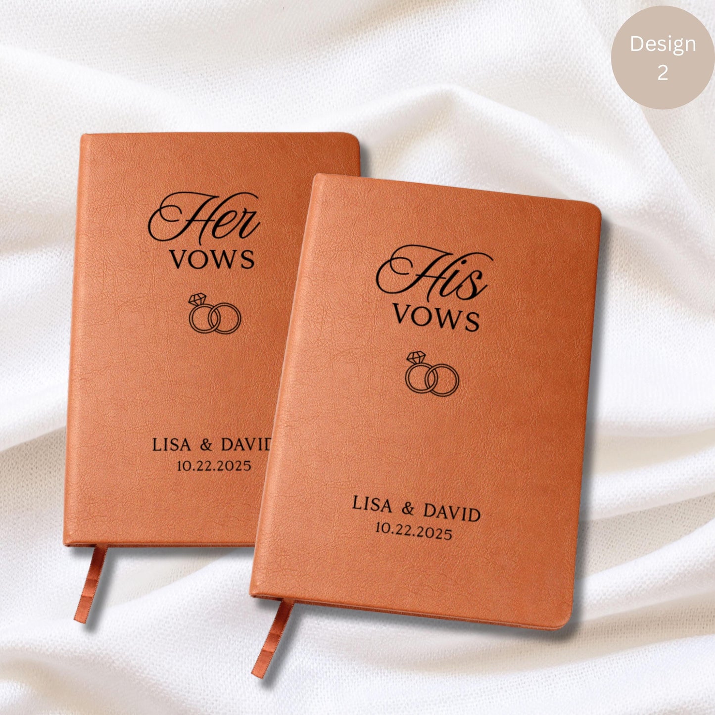 Custom Leather Journal for Bride & Groom, His And Her Vow Books, Personalized Wedding Keepsake, Personalized Leather Notebook Fiance Gift