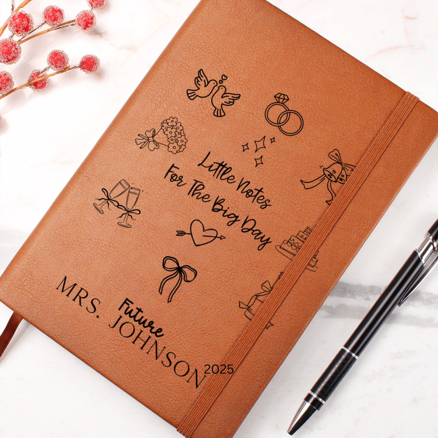 Custom Leather Journal for Bride, Personalized Future Mrs Journal, Wedding Planning Leather Notebook, Wedding Keepsake, Engagement Gift