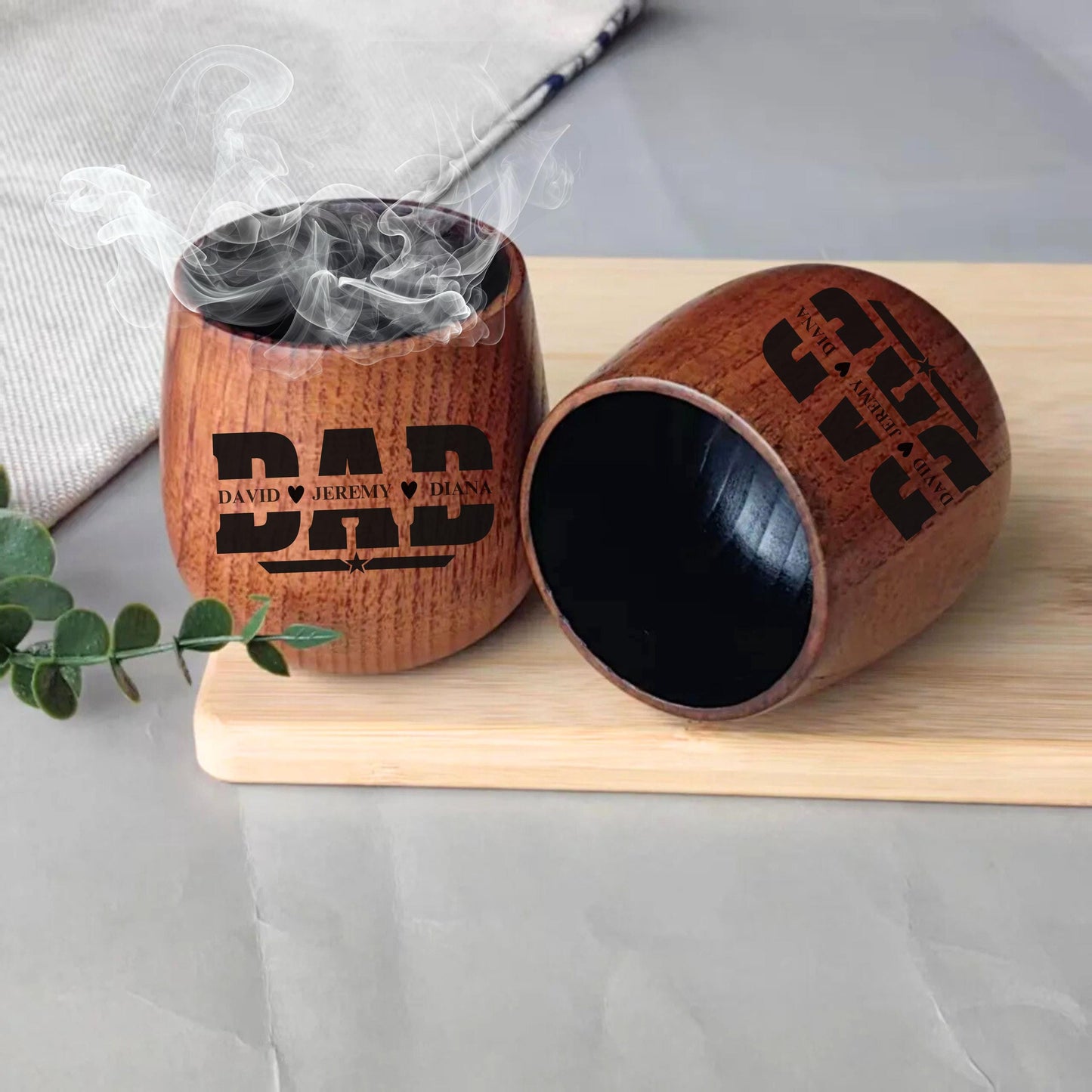 Personalized Whiskey Glass for Dad, Charred Wooden Bourbon Drinking Glass, Custom Gifts for Men, Fathers Day Gift for Him, Dad Gift Husband