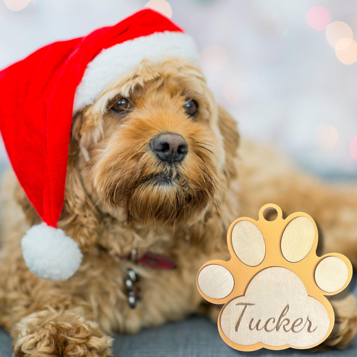 Personalized Pet Paw Ornament, Custom Dog or Cat Name Christmas Ornament, Wooden Pet Memorial Keepsake, Gift for Pet Lovers