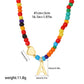 Colorful Beaded Initial Necklace with Engraved Heart Pendant, Custom Name or Date Necklace, Personalized Charm Jewelry, Trendy Gift for Her