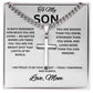 To My Son Necklace gift with box, Cross Cuban Link Necklace with Luxury Box for Son from Mom, Men's Jewelry gift for him