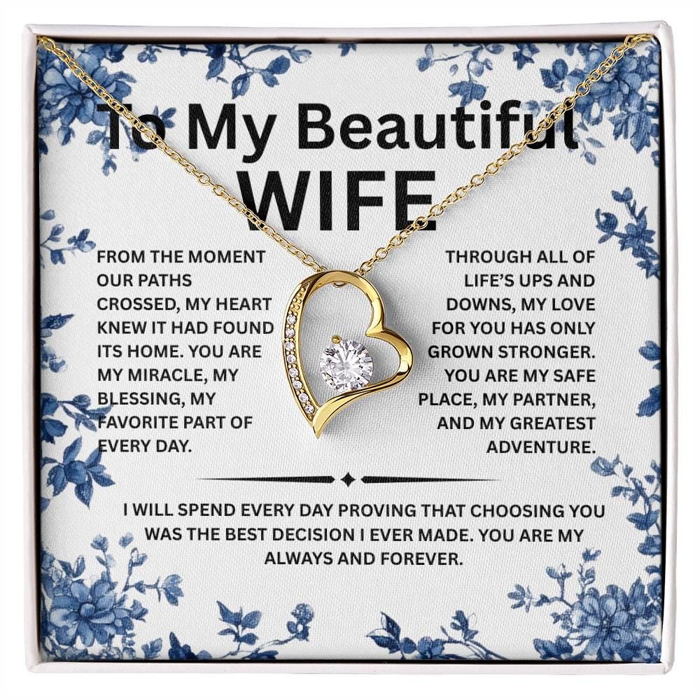 To My Beautiful Wife Necklace with Luxury Box, Jewelry Gift for Wife from Husband, valentines Gift Wife