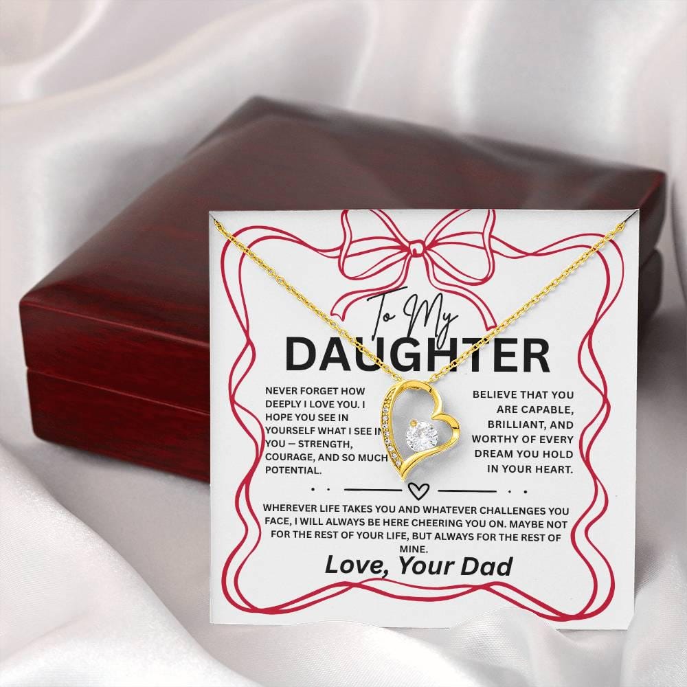 To My Daughter Necklace Gift from Dad, gift to daughter, Daughter's birthday gift, Thinking of you jewelry with box