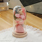 Preserved Rose in Glass Dome with LED Light, Personalized Wooden Base, Forever Roses Gift for Mom, Wife, Birthday, Anniversary, Christmas