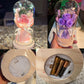 Preserved Rose in Glass Dome with LED Light, Personalized Wooden Base, Forever Roses Gift for Mom, Wife, Birthday, Anniversary, Christmas