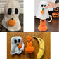 Custom Halloween Emotional Support Crochet Ghost, Spooky Cute Ghost with Personalized Wooden Stand, Spooky Holiday Plush Gift