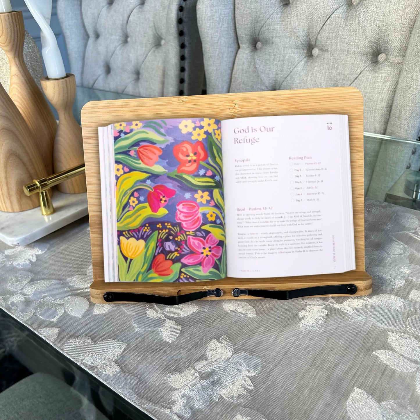 52 Week Bible Study Journal with Custom Wooden Book Stand, Christian Devotional journal, Custom Faith Gift for women, baptism gift easter