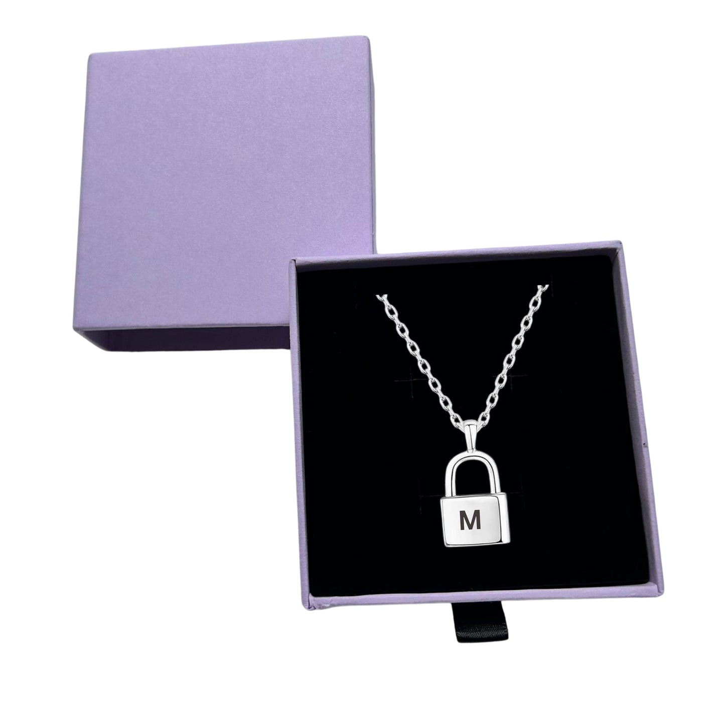 Personalized 14K Gold Padlock Necklace with Gift Box, Custom Lock Pendant anniversary gift, Name Initial Necklace for women, Jewelry gift