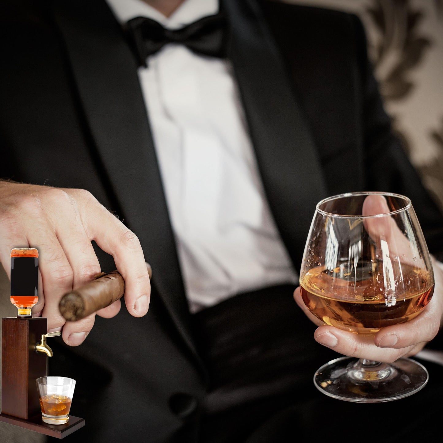 Custom Engraved Wooden Whiskey Dispenser, Personalized Liquor Tap Gift for Men, Whiskey Bar Accessory, Groomsmen Gift, Fathers Day Gift