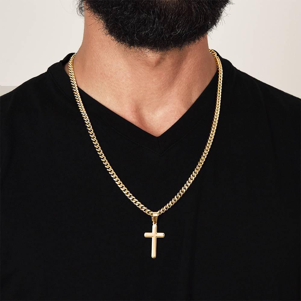 To My Son Cross Necklace, Cuban Link Necklace for Son from Dad