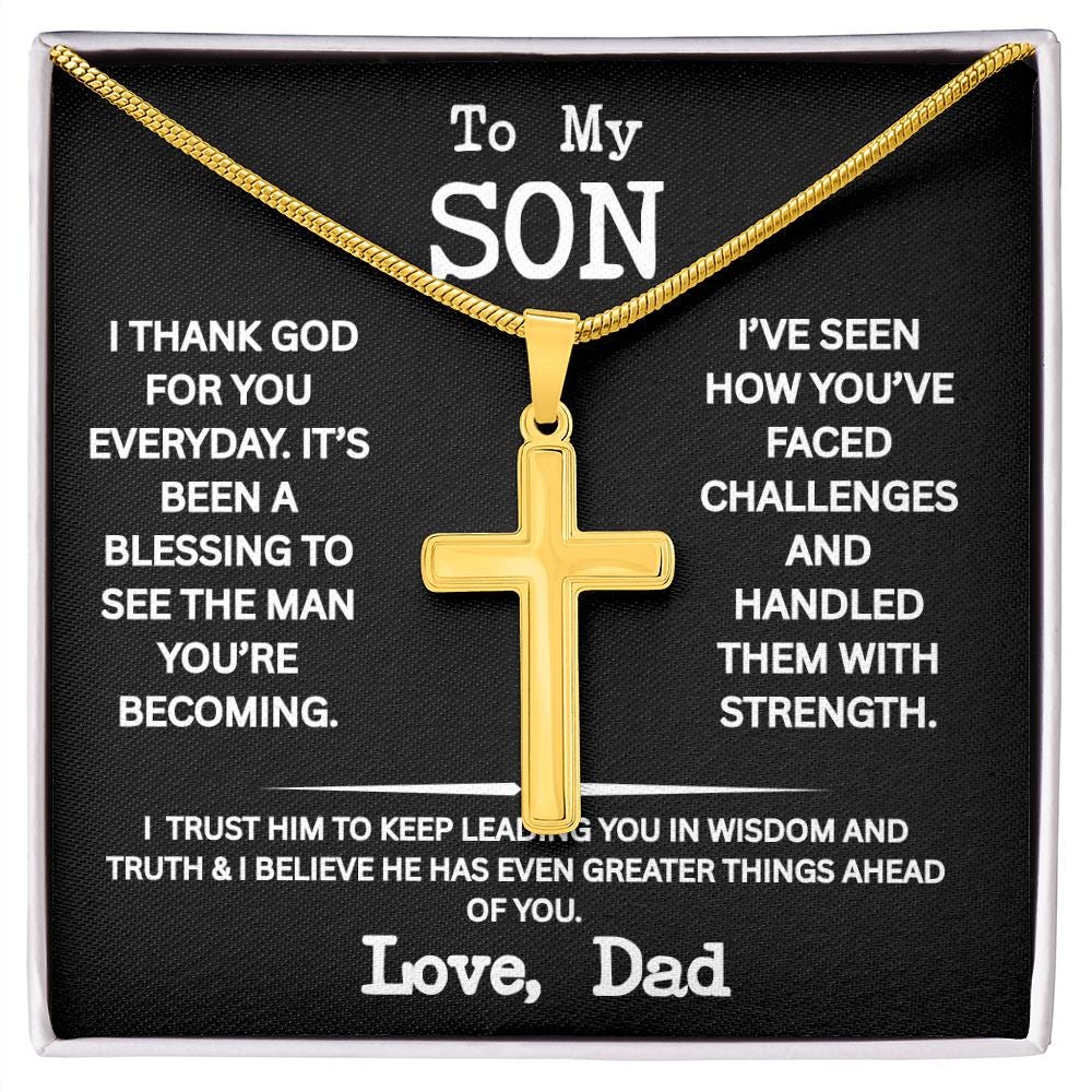 Cross necklace for Son with Luxury Box with LED light, To My Son Neck chain from Dad