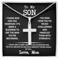 To My Son Necklace with Gift Box, Cross necklace for Son from Mom, Men's Jewelry