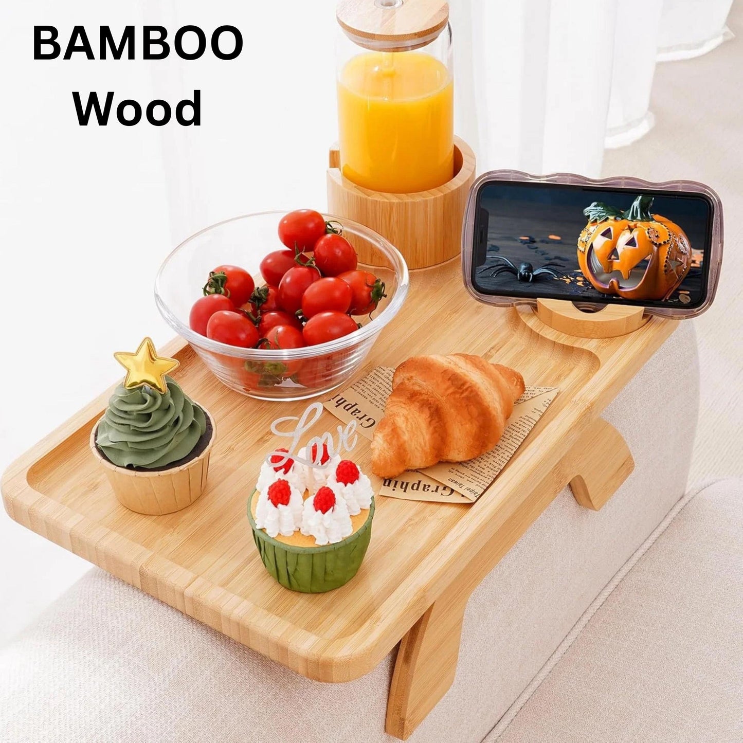 Custom Wooden Sofa Armrest Tray, Custom Engraved Couch Cup Holder & Organizer, Unique Gift for Mom or Dad Friend, Homeowner New Home Gift