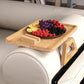 Custom Engraved Bamboo Sofa Armrest Tray with Phone Holder, Personalized Couch Cup Holder & Snack Table, Unique Gift for Couple and Family