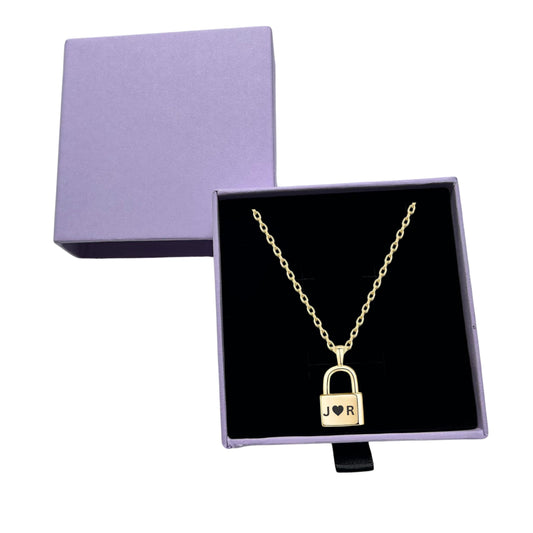 Personalized 14K Gold Padlock Necklace with Gift Box, Custom Lock Pendant anniversary gift, Name Initial Necklace for women, Jewelry gift