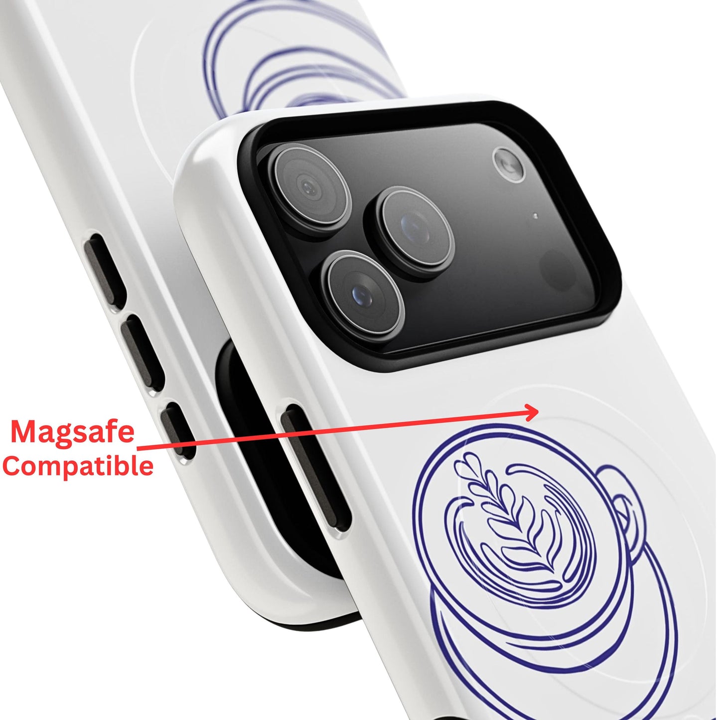 Coffee & Croissant Phone Case, Tough Magnetic Case for iPhone 17 16 15 14 Pro Max, phone cover compatible with MagSafe, Coffee Lover Gift
