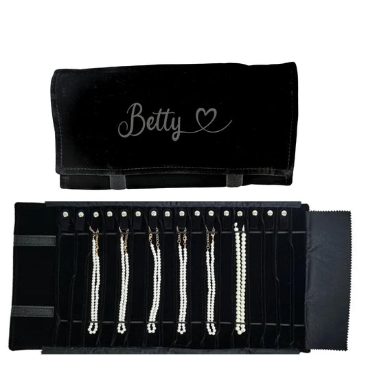 Velvet Necklace Organizer Roll, Portable Jewelry Holder with Velcro Closure, Travel Case for Necklaces & Chains, Anti-Tangle Storage Pouch