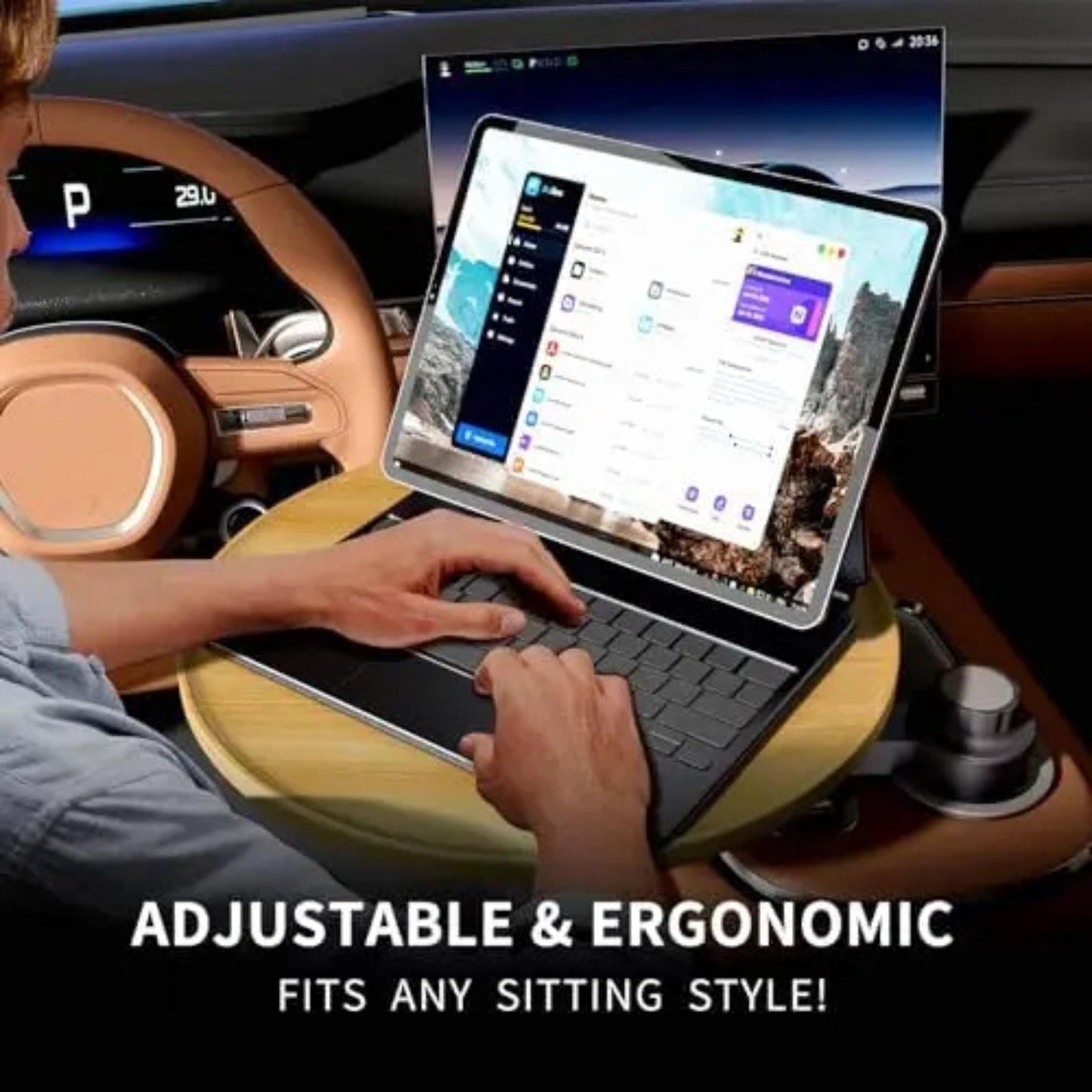 Personalized Car Tray for Cup Holder, Custom Engraved Snack Tray, Car Owner Gift, Wood Car Table, Gift for Driver, Car Organizer Accessory