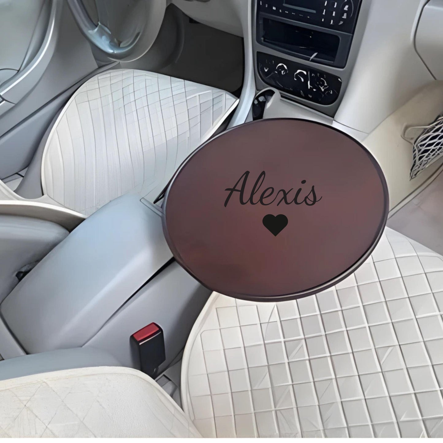 Personalized Car Tray for Cup Holder, Custom Engraved Snack Tray, Car Owner Gift, Wood Car Table, Gift for Driver, Car Organizer Accessory